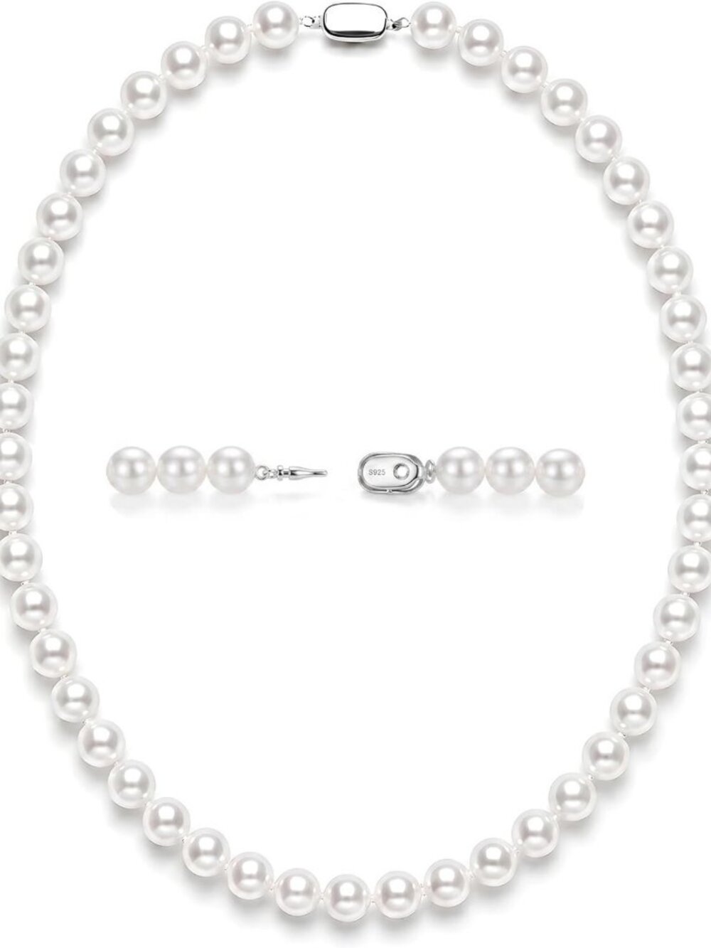 Elegant Crystal Pearl Necklace for Women - AAA+ Quality, Hand-Knotted, Princess